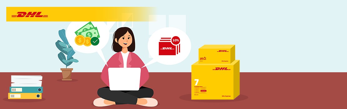 Illustration of customer sending a shipment online