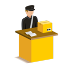 Ilustración de un agente de aduanas revisando los documentos de envío
