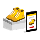 Illustratie van een mobiele telefoon en een paar schoenen