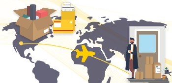 A package in transit from origin to destination